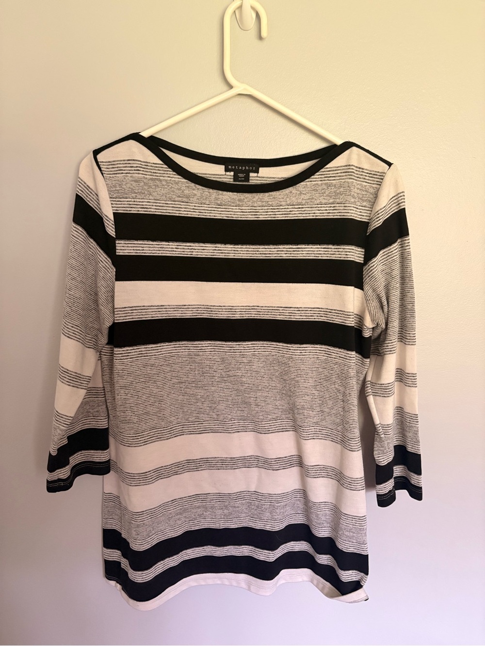 Metaphor Black and White Super Soft Striped Long Sleeve Top